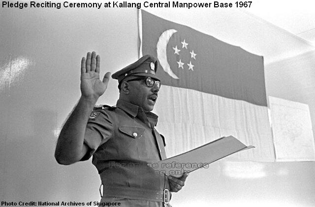reciting the pledge at kallang central manpower base 1967